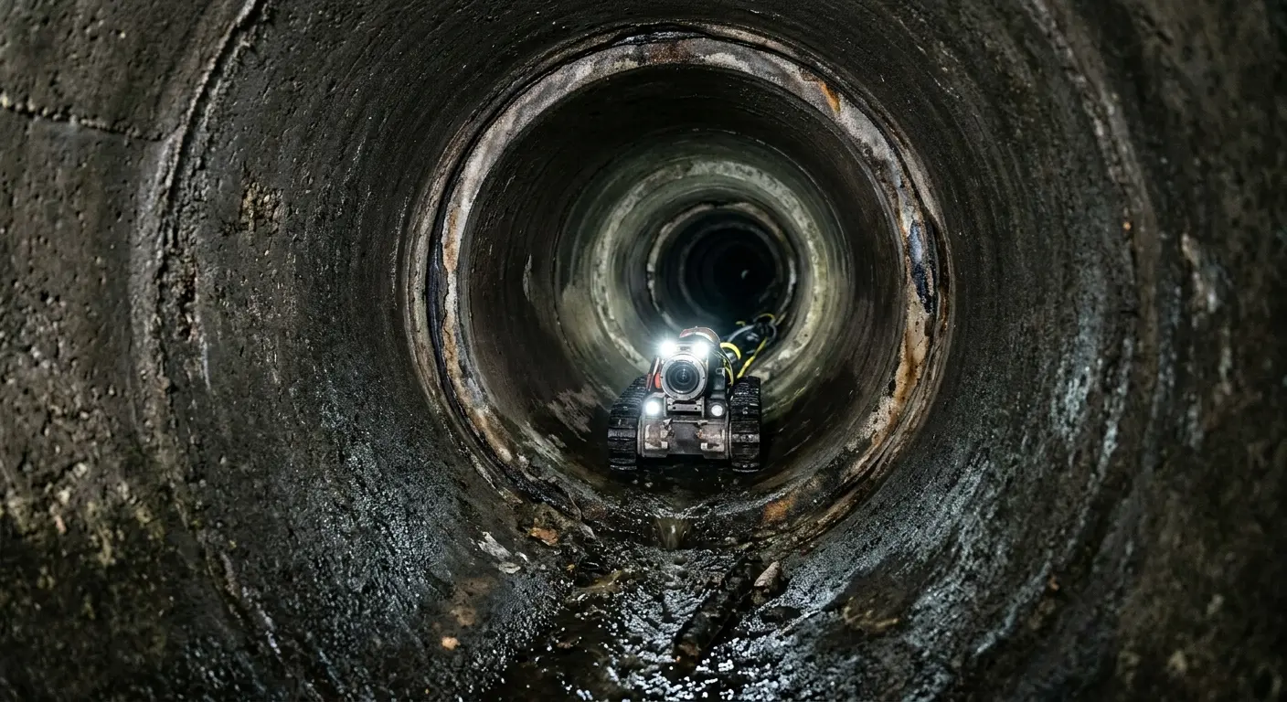 Robotic sewer camera inspecting pipe interior for Sewer Line Repair in Midland Park